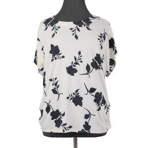Love Scarlett Top $58 Sz 3X Baltic Sea Combo White Black Poly Linen Top
